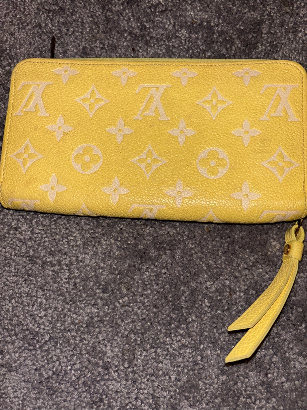 Louis Vuitton Yellow Monogram Zip-Around Leather Wallet with Tassel